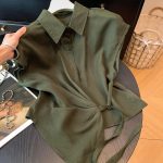 Women's Korean Style Irregular Waist Tie Short Sleeve Shirt