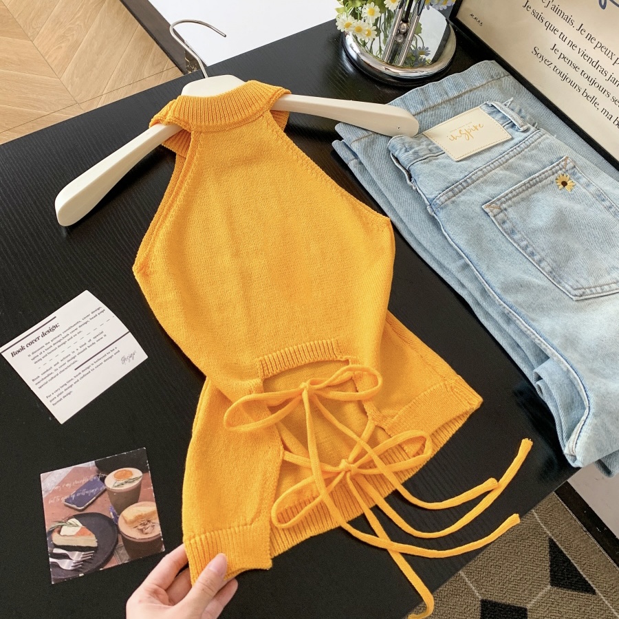 Women's Halter Neck Knit Camisole Top Slim Fit Summer 2026 - Image 5