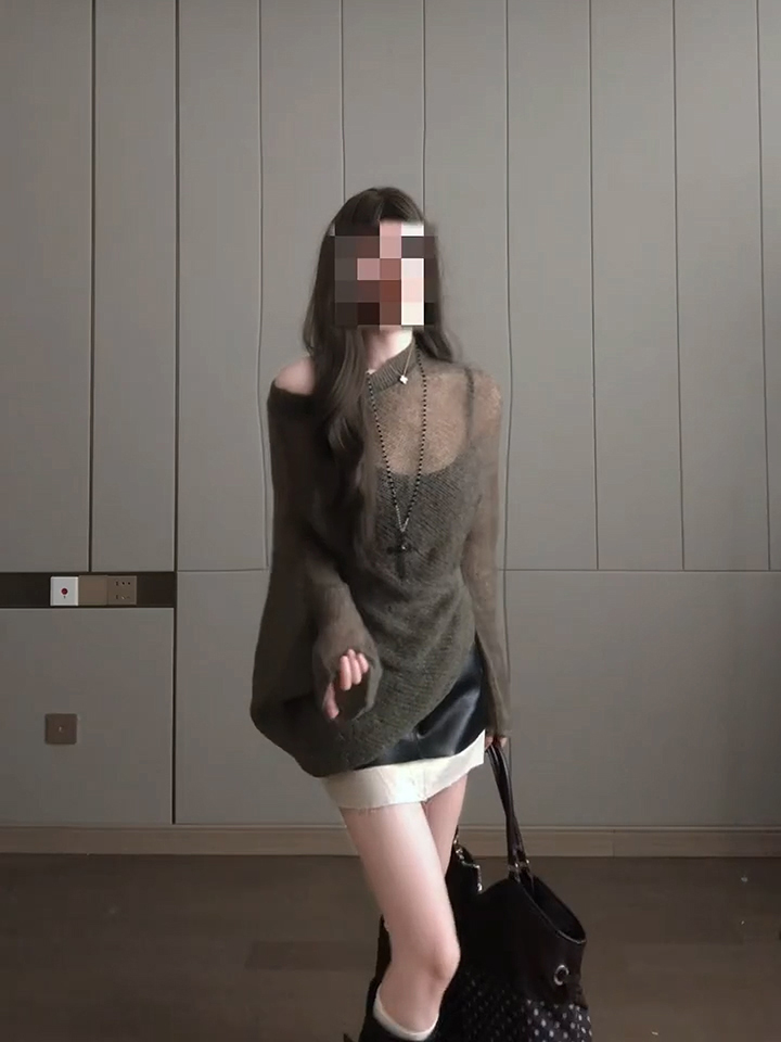 Lazy Relaxed Off-Shoulder Cutout Loose Knit Long Sleeve Pullover Top
